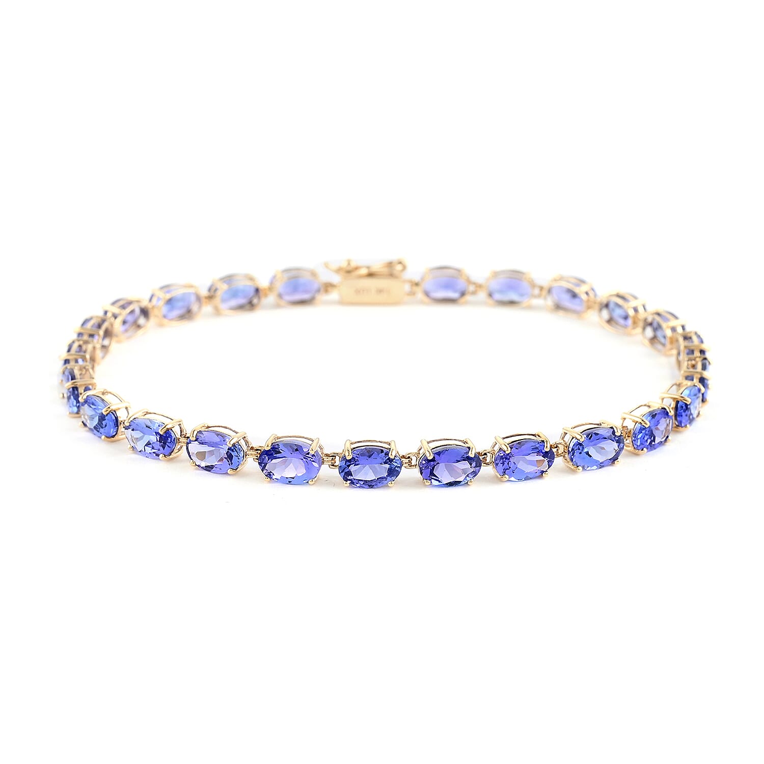 LUXORO 10.00 ctw AAA Tanzanite Tennis Bracelet in 14K Yellow Gold (6.50 In) 3.10 Grams