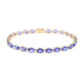 LUXORO 10.00 ctw AAA Tanzanite Tennis Bracelet in 14K Yellow Gold (6.50 In) 3.10 Grams - Sticky add to cart bar