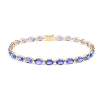 LUXORO 10.00 ctw AAA Tanzanite Tennis Bracelet in 14K Yellow Gold (6.50 In) 3.10 Grams