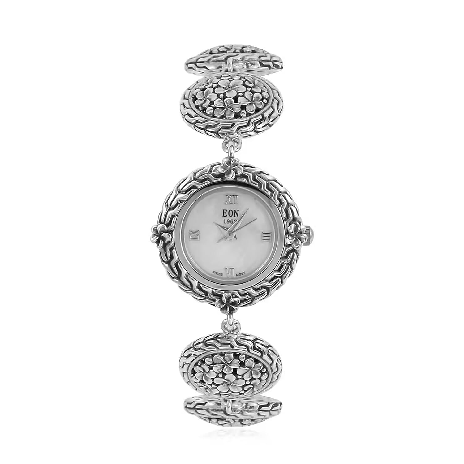 Eon 1962 Swiss Movement Bracelet Watch in Sterling Silver (6.50-8.25 in) (26mm) 29.70 Grams