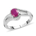 Premium Mozambique Ruby and Diamond Ring in Platinum Over Sterling Silver (Size 10.0) 1.20 ctw - Sticky add to cart bar