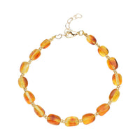 Baltic Amber and Champagne Glass Bracelet in Goldtone (7.0-8.0In)