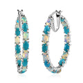 Premium Ethiopian Welo Opal and Sleeping Beauty Turquoise Inside-Out Hoop Earrings in Platinum Over Sterling Silver 6.35 ctw
