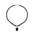 Lapis Lazuli Beaded Necklace 18 Inches with Elongated Matching Pendant in Silvertone 180.50 ctw - Sticky add to cart bar