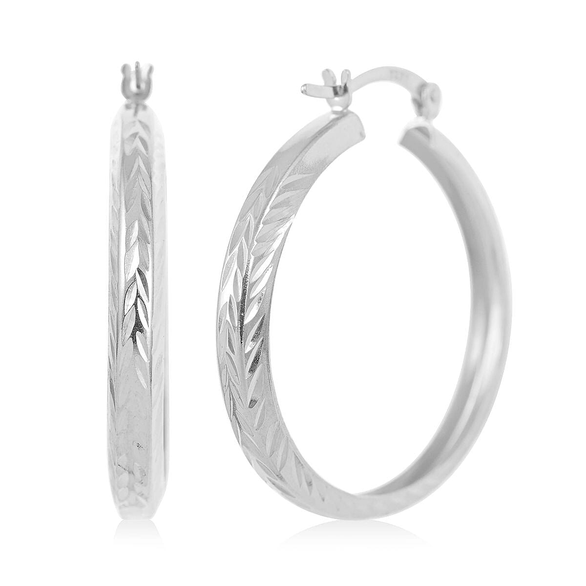 Sterling Silver Textured Hoop Earrings 2.60 Grams