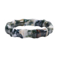 Moss Agate 155.00 ctw Bamboo Stretch Bracelet - Sticky add to cart bar