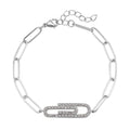 Austrian Crystal Paper Clip Bracelet in Stainless Steel (7.5-9.0In) - Sticky add to cart bar