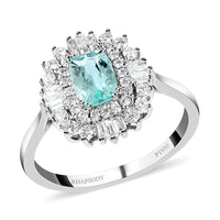 Certified & Appraised 950 Platinum AAAA Paraiba Tourmaline and E-F VS Diamond Ring 5.90 Grams 1.50 ctw