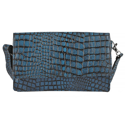 "Croco Embossed Genuine Leather Mobile Phone Wallet Size: 7.4(L)x1(W)x4.5(H) Inches Color: Turquoise"