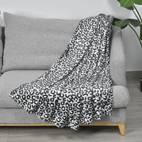 HOMESMART Black and White Striking Leopard Printed Flannel Single Layer Blanket (59"x78.7")
