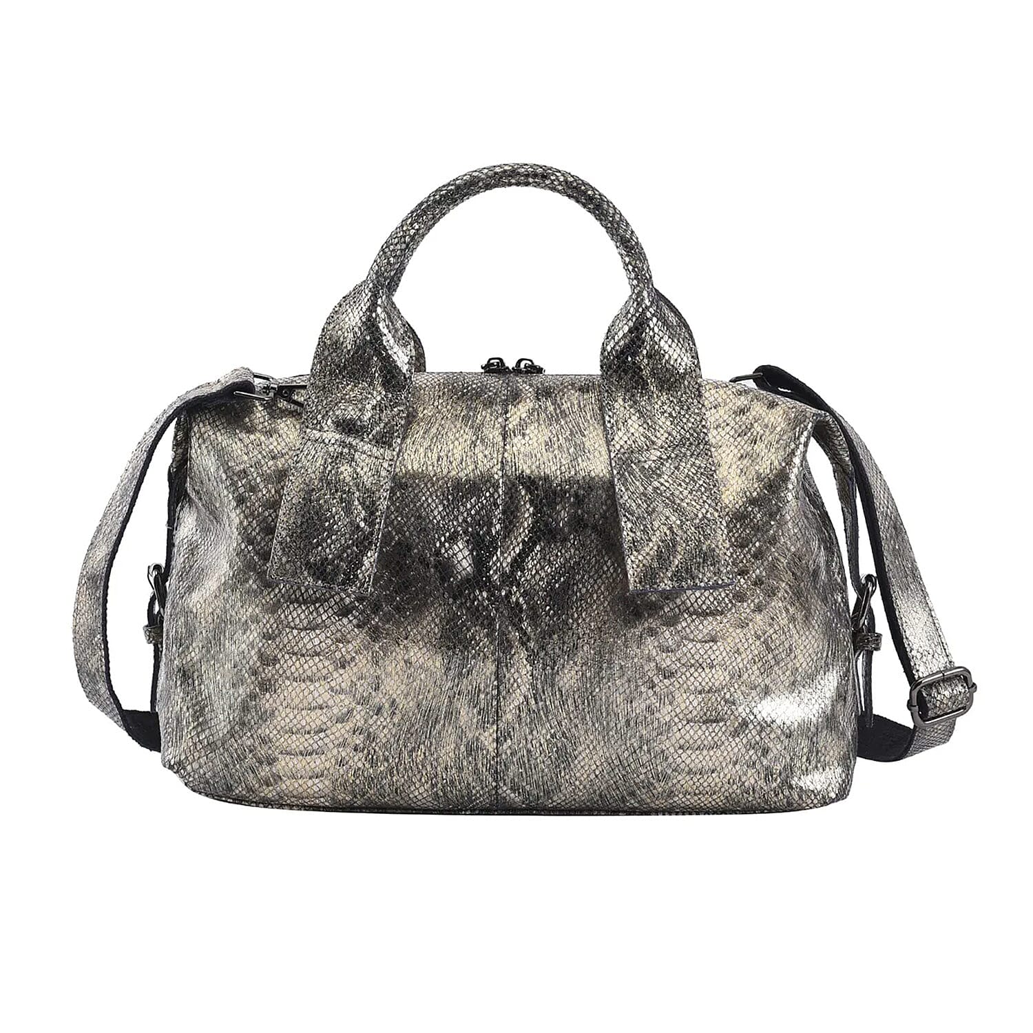 Gold and Black Snake Print Genuine Leather Hobo Bag (16.5"x5.12"x14.17") with 47" Detachable Shoulder Strap and 6" Handle Drop