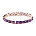 AAA Amethyst and Natural Champagne Diamond Tennis Bracelet in Vermeil Rose Gold Over Sterling Silver (6.50 In) 12.55 Grams 24.85 ctw - Sticky add to cart bar