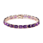AAA Amethyst and Natural Champagne Diamond Tennis Bracelet in Vermeil Rose Gold Over Sterling Silver (6.50 In) 12.55 Grams 24.85 ctw