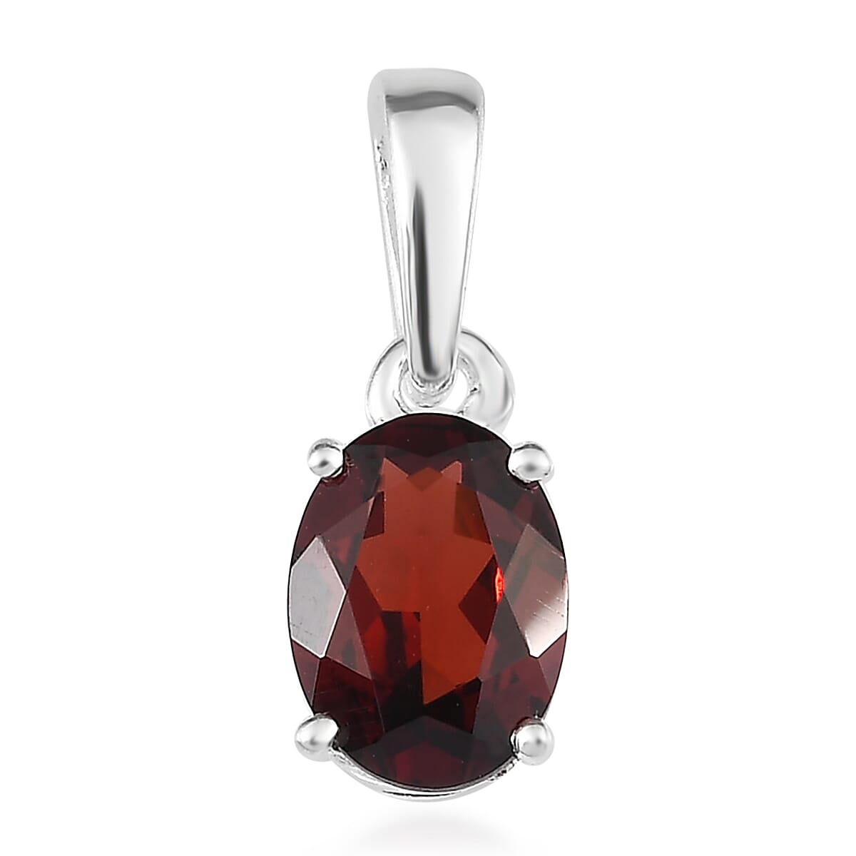 Mozambique Garnet Solitaire Pendant in Sterling Silver 1.00 ctw