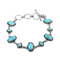SANTA FE Style Kingman Turquoise Bracelet in Sterling Silver (7-8.0In) 9.50 Grams 4.00 ctw - Sticky add to cart bar