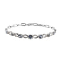 Peacock Tanzanite and Natural White Zircon Paper Clip Chain Bracelet in Platinum Over Sterling Silver (7.25 In) 2.75 ctw - Sticky add to cart bar