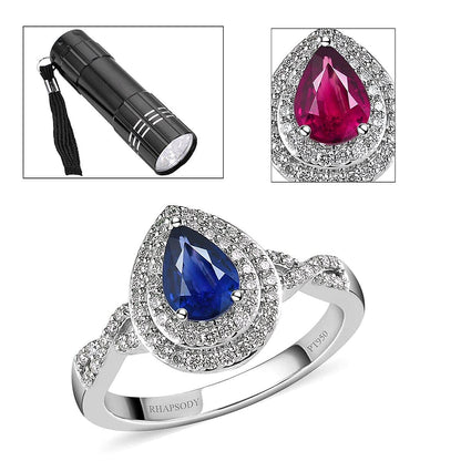 RHAPSODY 950 Platinum AAAA Color Change Sapphire and E-F VS2 Diamond Cocktail Ring 5.50 Grams 1.10 ctw