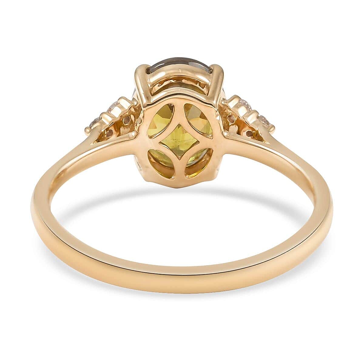 LUXORO 10K Yellow Gold AAA Sava Sphene and G-H I2 Diamond Ring 2.35 ctw