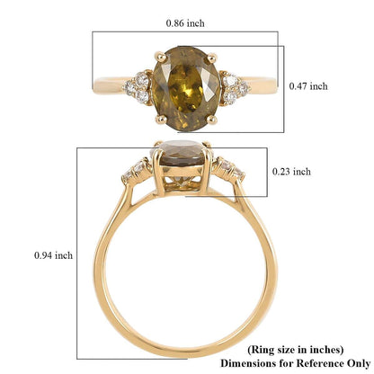 LUXORO 10K Yellow Gold AAA Sava Sphene and G-H I2 Diamond Ring 2.35 ctw