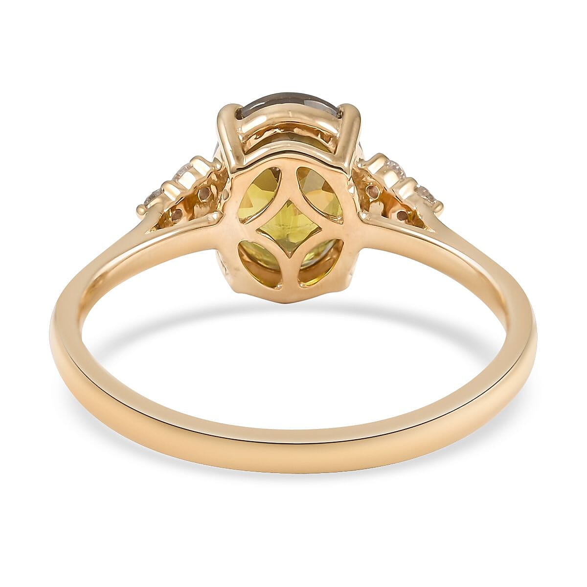 LUXORO 10K Yellow Gold AAA Sava Sphene and G-H I2 Diamond Ring 2.35 ctw