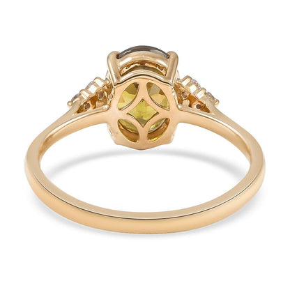LUXORO 10K Yellow Gold AAA Sava Sphene and G-H I2 Diamond Ring 2.35 ctw