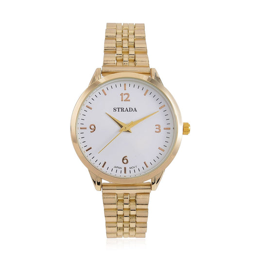 Strada Japanese Movement White Dial Watch in Stainless Steel (36mm) (6.50-7.50Inches)
