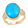 DOORBUSTER LUXORO 10K Yellow Gold AA Premium Natural Arizona Sleeping Beauty Turquoise, Diamond (0.20 cts) Ring (4.20 g) 7.25 ctw - Sticky add to cart bar