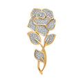 Diamond Accent Rose Pendant in 14K Yellow Gold Over Sterling Silver