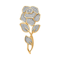Diamond Accent Rose Pendant in 14K Yellow Gold Over Sterling Silver