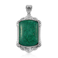 Freshened Malachite Solitaire Pendant in Platinum Over Copper with Magnet 21.20 ctw