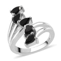 Natural Thai Black Spinel 5 Stone Ring Stainless Steel 1.50 ctw - Sticky add to cart bar