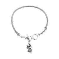 Bali Legacy Sterling Silver Tulang Naga Dragon Bracelet with Dragon Charm (6.50-8.0In) 8.20 Grams