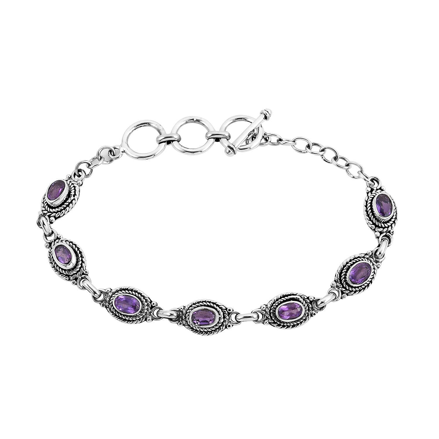BALI LEGACY Amethyst Bracelet in Sterling Silver (7.00 In) (10 g) 3.85 ctw