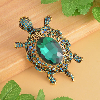 Simulated Brown Pearl and Multi Color Austrian Crystal Bee Brooch in Black Silvertone