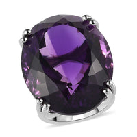TLV African Amethyst Solitaire Ring in Platinum Over Sterling Silver (Size 10.0) (8.15 g) 50.40 ctw