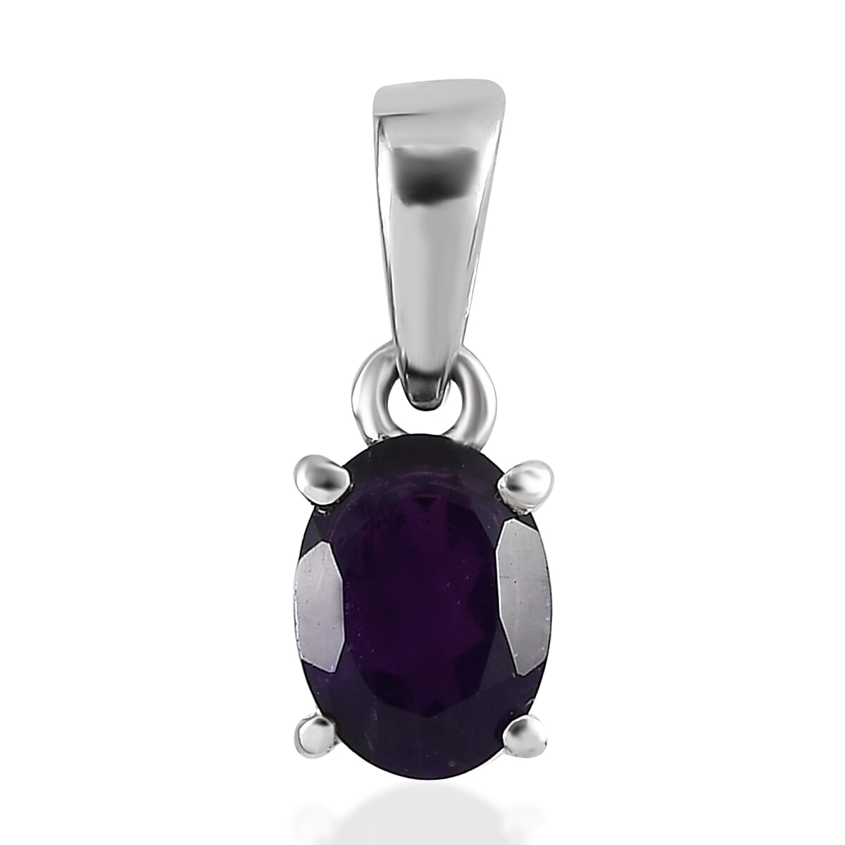 Amethyst Solitaire Pendant in Stainless Steel 1.30 ctw