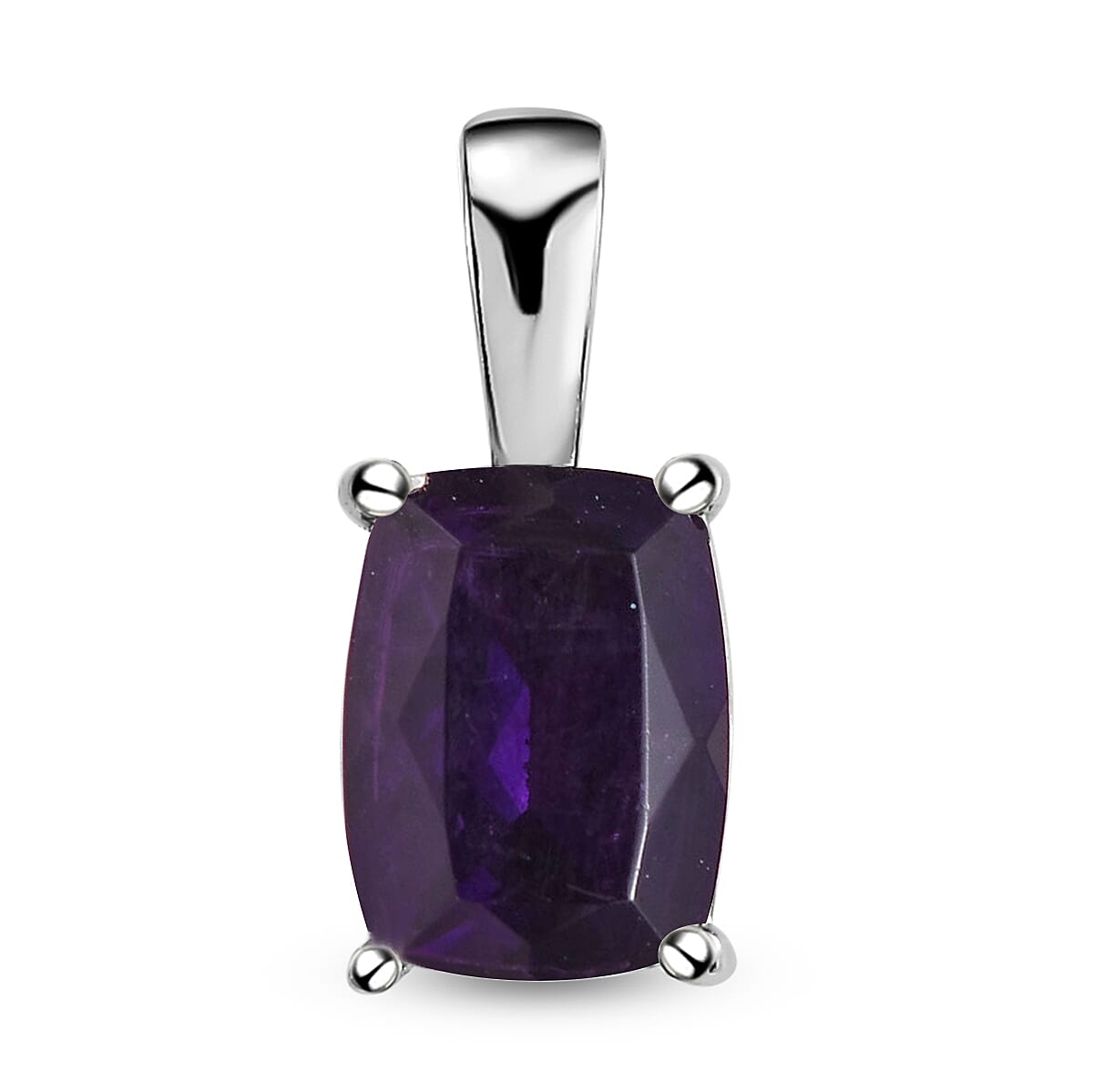 Amethyst Solitaire Pendant in Stainless Steel 1.40 ctw