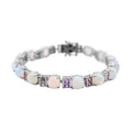 Doorbuster Premium Ethiopian Welo Opal, Multi Sapphire Bracelet in Platinum Over Sterling Silver (6.50 In) 12.75 Grams 16.90 ctw - Sticky add to cart bar