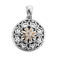 Bali Legacy White Topaz Floral Pendant in 18K Yellow Gold and Sterling Silver