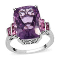 Rose De France Amethyst and Orissa Rhodolite Garnet Ring in Platinum Over Sterling Silver 14.60 ctw - Sticky add to cart bar