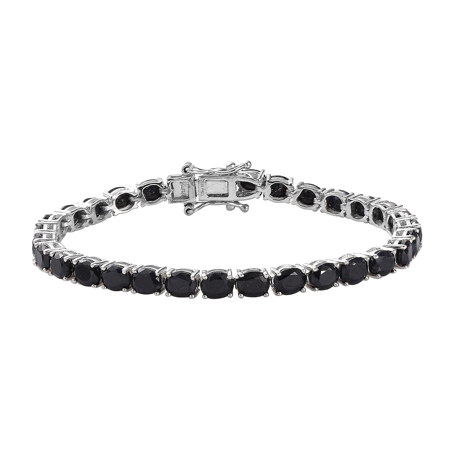 Australian Black Sapphire Tennis Bracelet in Platinum Over Sterling Silver (6.50 In) 7.75 Grams 16.00 ctw
