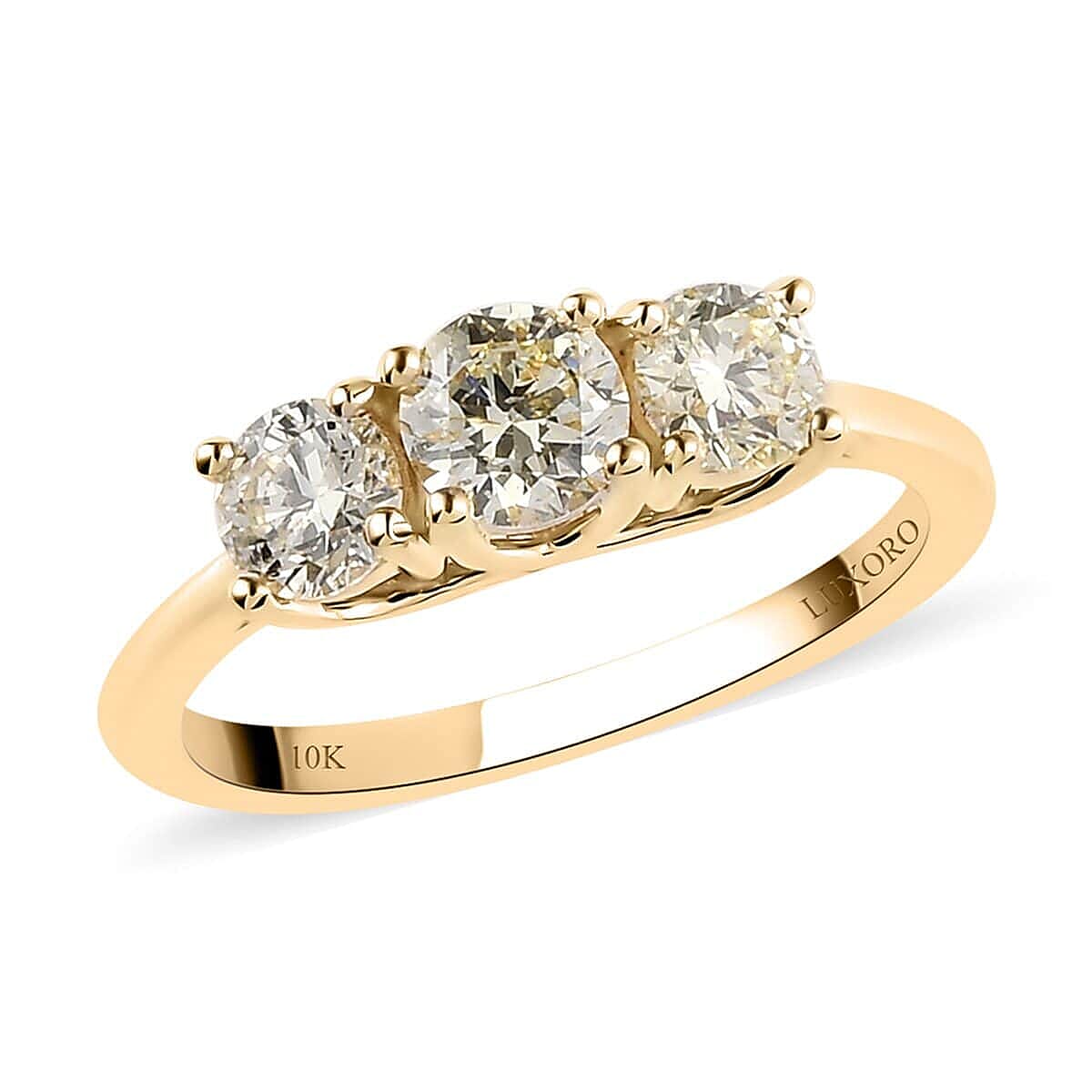 LUXORO 10K Yellow Gold Natural Yellow Diamond I3 Ring (Size 6.0) 1.00 ctw