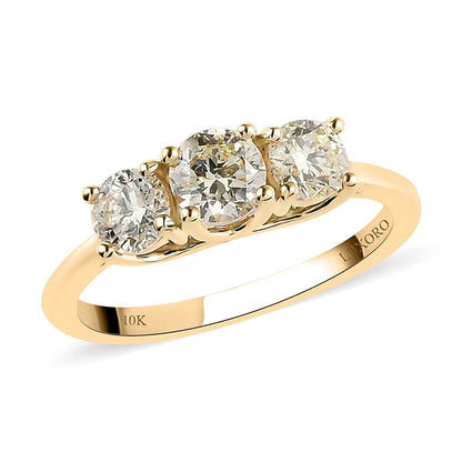 LUXORO 10K Yellow Gold Natural Yellow Diamond I3 Ring (Size 6.0) 1.00 ctw