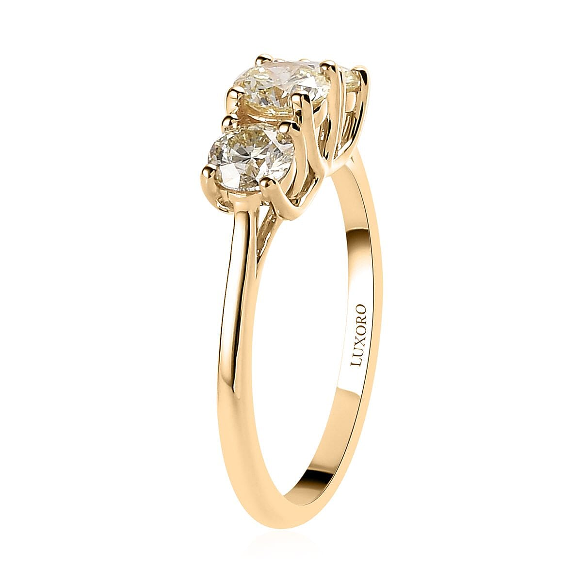 LUXORO 10K Yellow Gold Natural Yellow Diamond I3 Ring (Size 6.0) 1.00 ctw