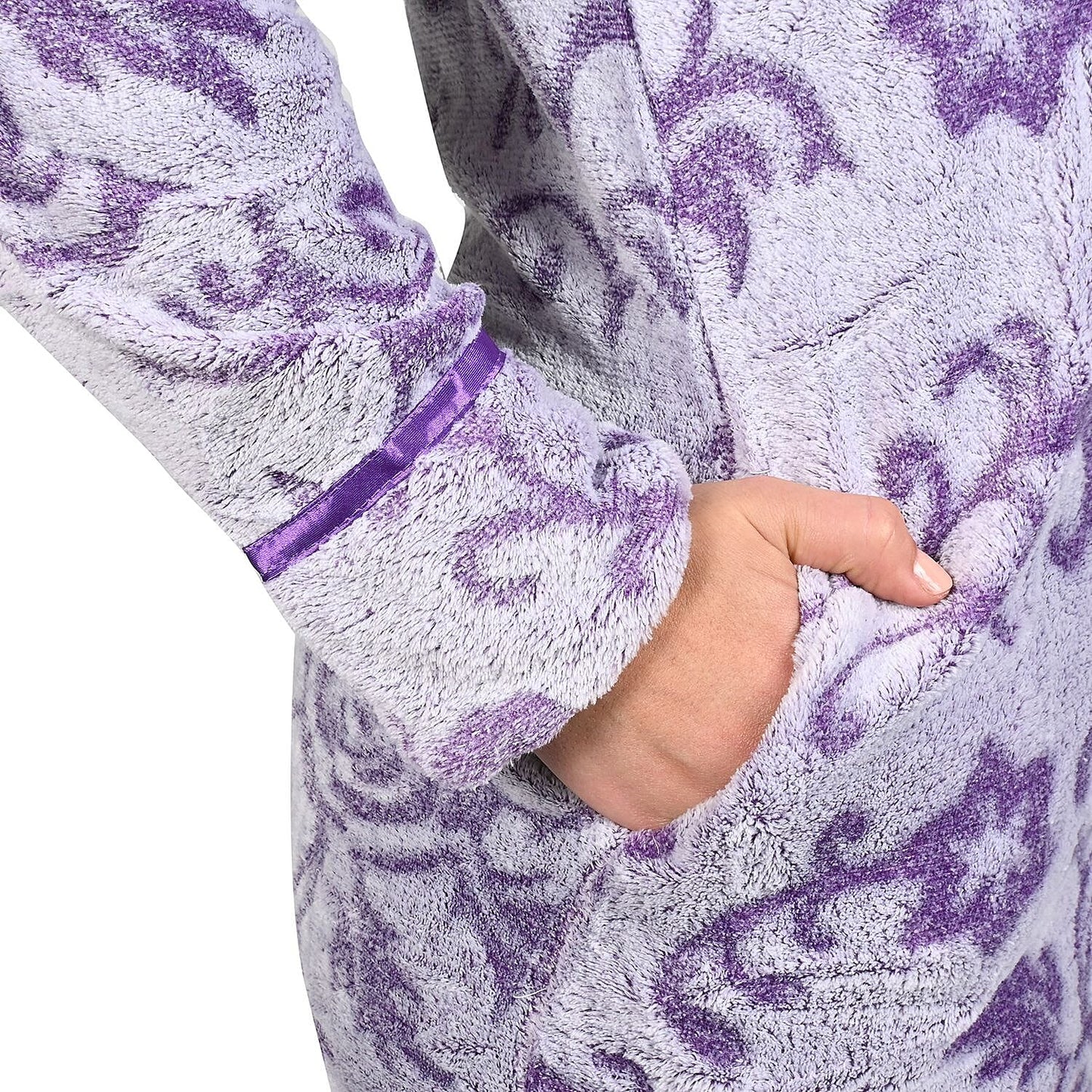 LATI FASHIONS Blue Burnout Floral Zipper Front Robe-L