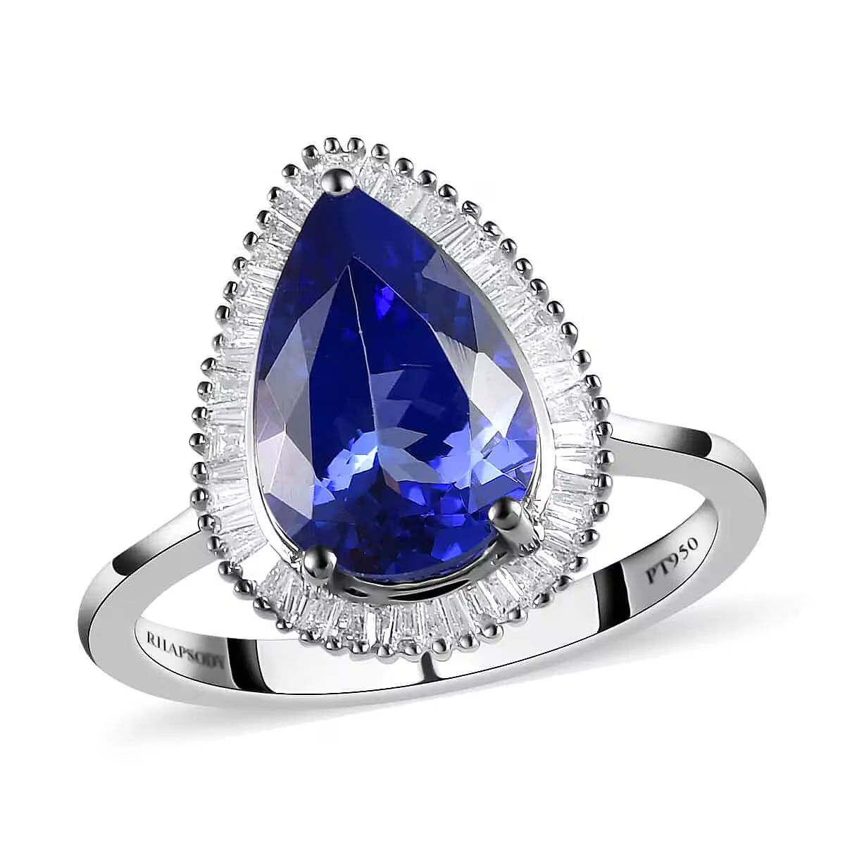 Rhapsody AAAA Tanzanite and E-F VS2 Diamond 3.50 ctw Ring in 950 Platinum 6.60 Grams