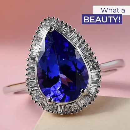 Rhapsody AAAA Tanzanite and E-F VS2 Diamond 3.50 ctw Ring in 950 Platinum 6.60 Grams