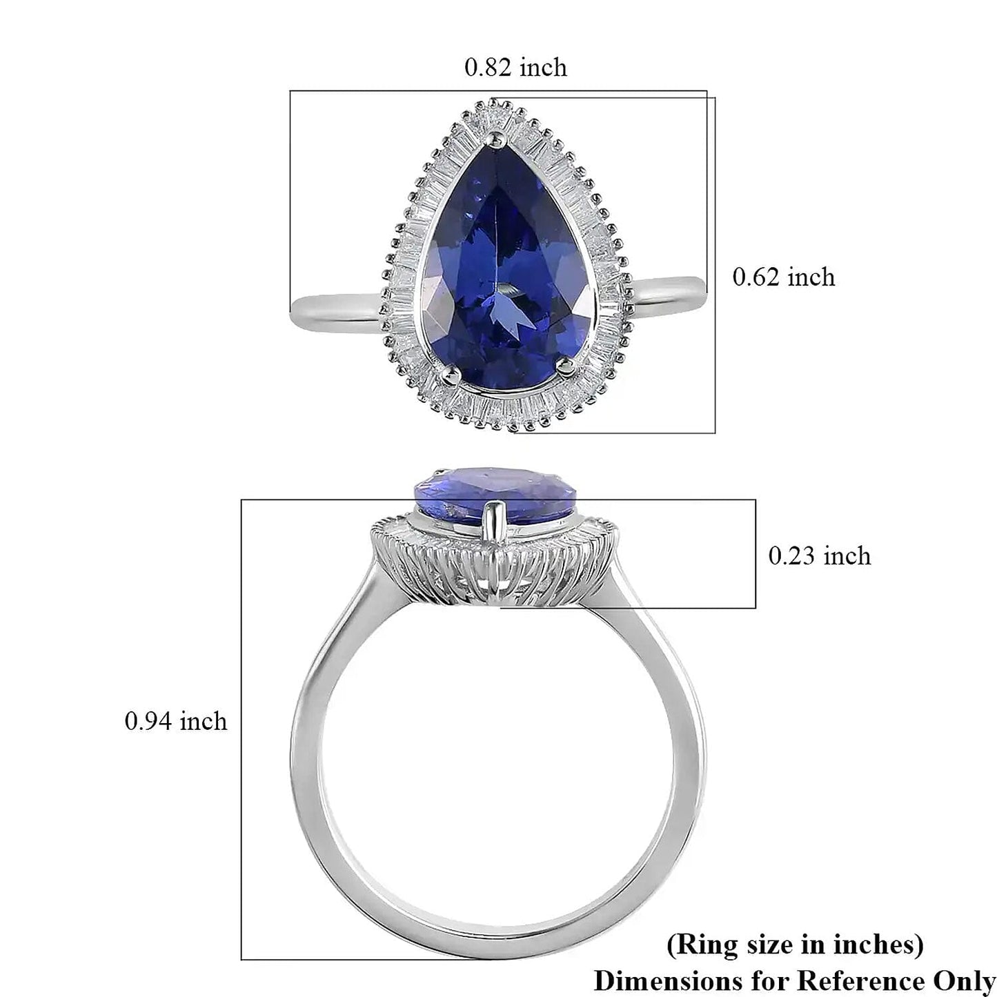 Doorbuster RHAPSODY 950 Platinum AAAA Tanzanite and E-F VS2 Diamond Ring 4.40 Grams 3.00 ctw