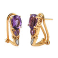 Uruguayan Amethyst and White Zircon Omega Clip Earrings in Vermeil Yellow Gold Over Sterling Silver 2.50 ctw - Sticky add to cart bar