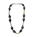 Black Agate and Unakite Beaded Necklace 20 Inches in Sterling Silver 181.30 ctw